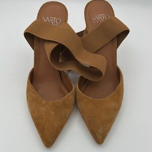 Women's Tan Suede Sarto Strappy Heels Size 8